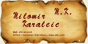 Milomir Karaleić vizit kartica